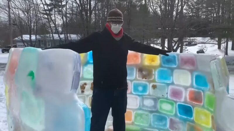 A rainbow igloo layering