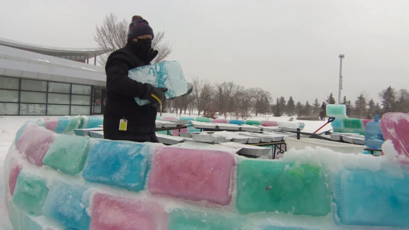 Cold weather construction_ colourful igloo